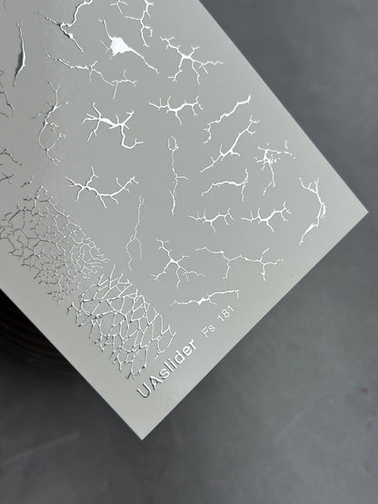 Naklejka na paznokcie Fs-181 | Naklejki do paznokci na wodę z efektem pęknięć | Tekstura złamanych linii