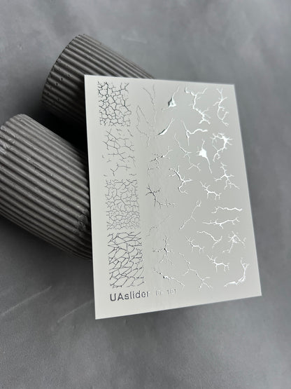 Naklejka na paznokcie Fs-181 | Naklejki do paznokci na wodę z efektem pęknięć | Tekstura złamanych linii