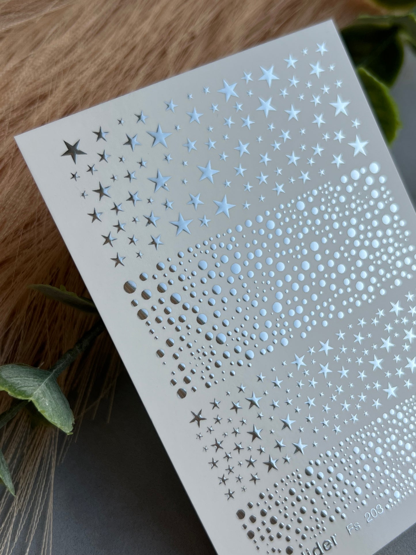 Adesivo per Unghie Fs-203 | Adesivi per Unghie a Scivolamento d'Acqua Stelle e Punti | Design Cosmico Minimalista