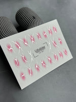 Nail Water Decal CF-307 | Abstract Silver Water Slide Nail Decals | Minimal Lines with Pink Shadows - UASLIDER