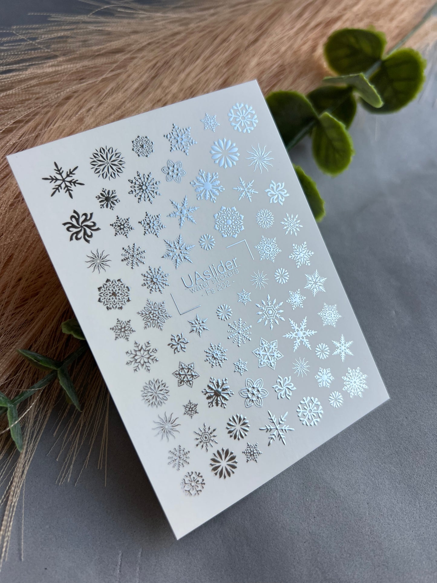 Nagel Wasserabziehbild Fs-202 | Wasserfolien Nagelabziehbilder Schneeflocken | Winterurlaub Design