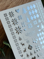 Nail Water Decal Fs-204 | Water Slide Nail Decals Christmas Nordic | Snowflakes, Reindeer and Ornaments - UASLIDER