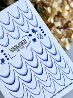 French Tip Nail Decals — Navy Blue Ombre Tips & Rose Accents | NC-175