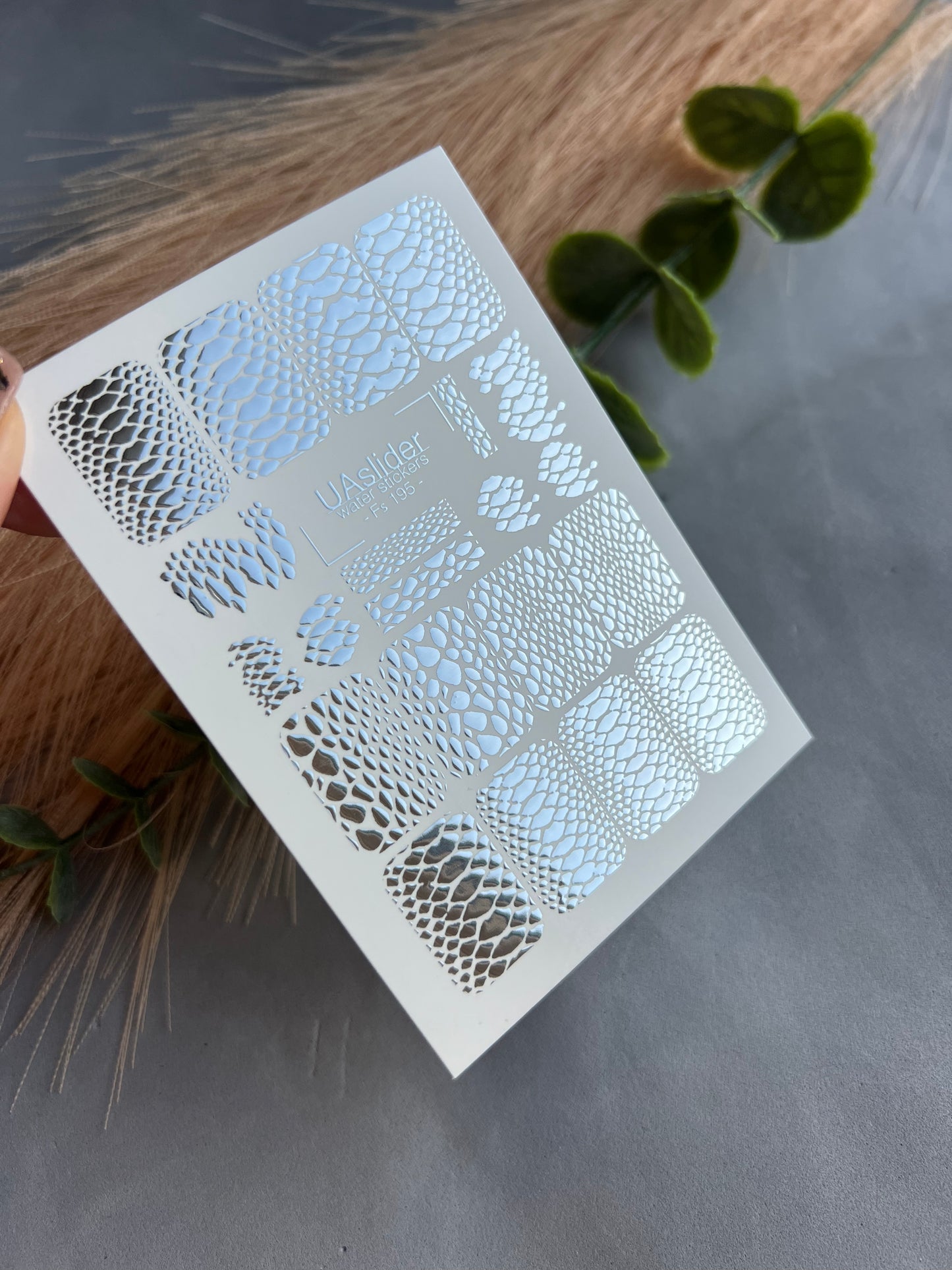 Nail Water Decal Fs-195 | Water Slide Nail Decals Snake Skin | Full Cover Reptile Texture