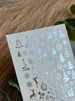 Nail Water Decal Fs-196 | Water Slide Nail Decals Christmas | Snowflakes, Reindeer and Gifts - UASLIDER