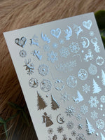 Nail Water Decal Fs-189 | Water Slide Nail Decals Christmas | Snowflakes and Reindeer - UASLIDER