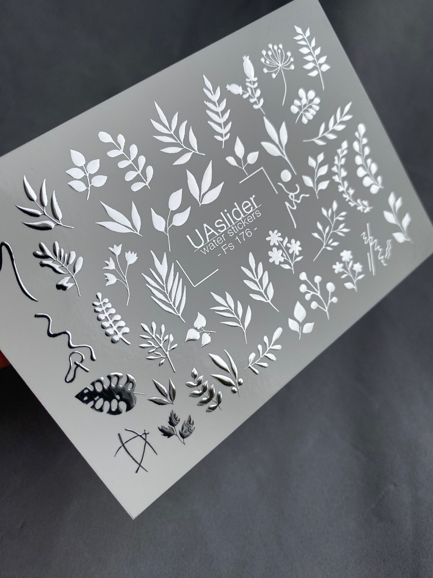 Водные наклейки для ногтей Fs-176 | Водные слайдерные наклейки для ногтей с листьями | Ботаническая зелень