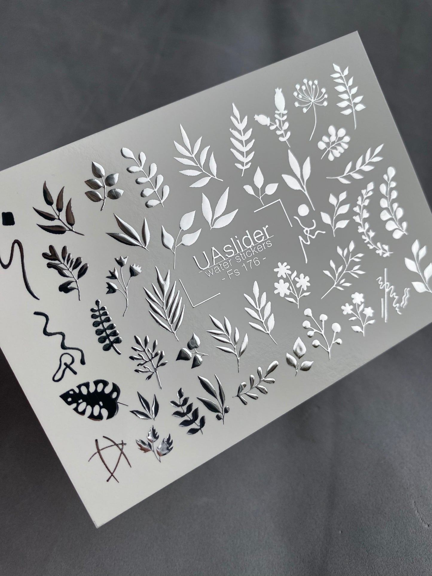 Водные наклейки для ногтей Fs-176 | Водные слайдерные наклейки для ногтей с листьями | Ботаническая зелень