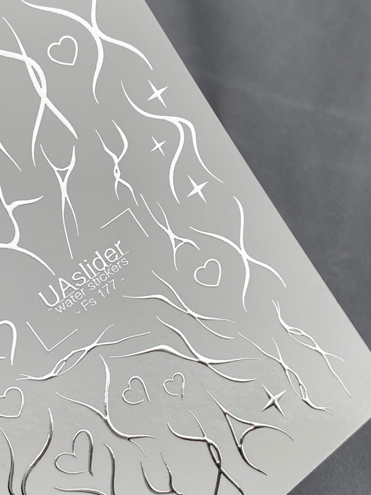 Nail Water Decal Fs-177 | Water Slide Nail Decals Abstract | Minimalist Body Line Art