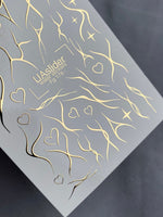 Nail Water Decal Fg-178 | Gold Foil Water Slide Nail Decals | Abstract Lines & Minimalist Accents - UASLIDER
