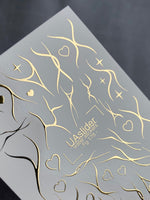 Nail Water Decal Fg-178 | Gold Foil Water Slide Nail Decals | Abstract Lines & Minimalist Accents - UASLIDER