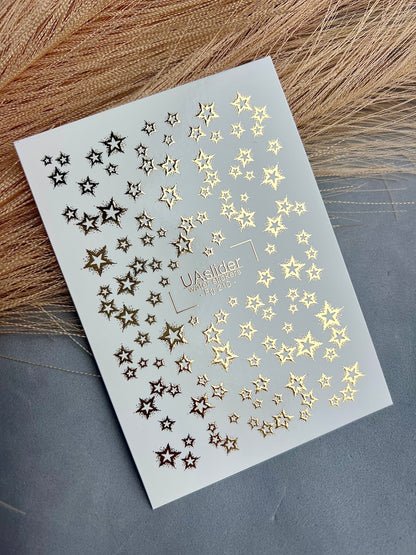 Nail Water Decal Fg-210 | Water Slide Nail Decals | Gold Foil Stars Constellation