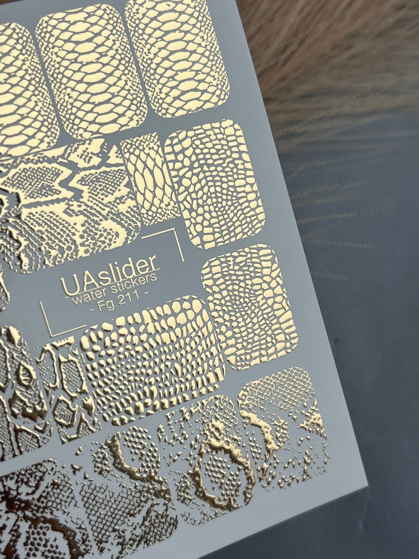 Nail Water Decal Fg-211 | Water Slide Nail Decals | Gold Foil Snake Skin Pattern - UASLIDER
