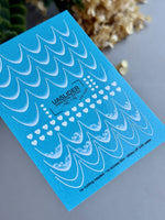 French Tip Nail Decals — White Wave, Ocean & Heart Designs | NC-176