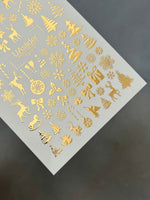 Nail Water Decal Fg-071 | Gold Foil Water Slide Nail Decals | Christmas Trees & Snowflakes - UASLIDER
