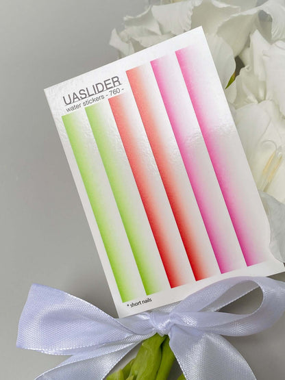 Nail Water Decal 760 pack featuring vibrant gradient designs for stunning nail art.