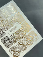 Nail Water Decal Fg-211 | Water Slide Nail Decals | Gold Foil Snake Skin Pattern - UASLIDER