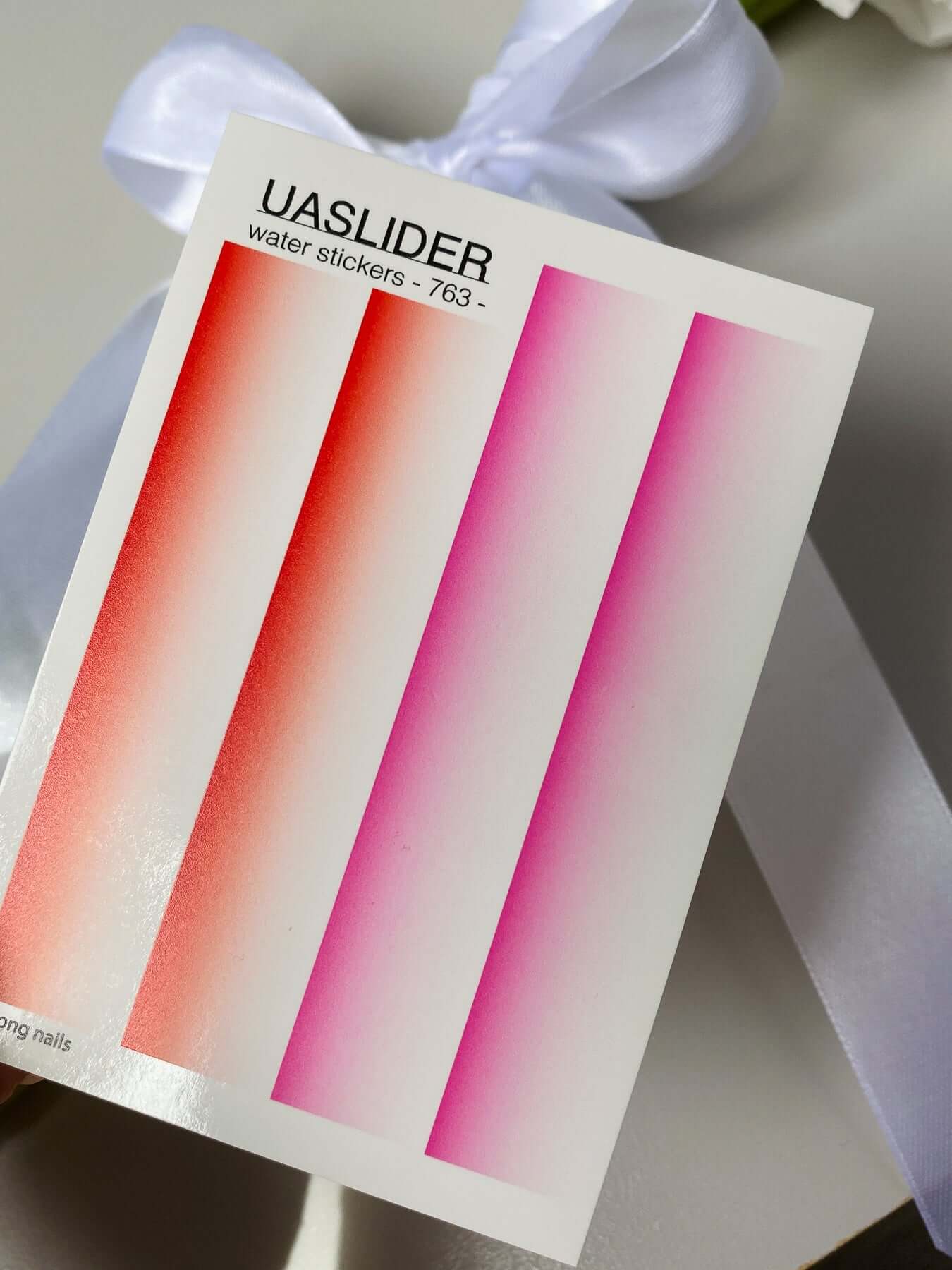 Nail Water Decal 763 showcasing vibrant gradient designs for stylish nail art.