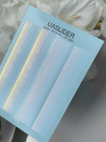 Nail Water Decal CF-630 | Gradient Water Slide Nail Decals | Light Blue Ombre with Gold Glitter - UASLIDER
