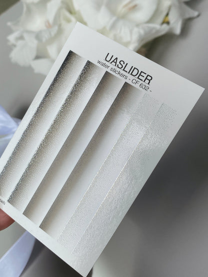 Naklejka na paznokcie CF-632 | Gradientowe naklejki wodne na paznokcie | Biało-srebrne ombre z brokatem