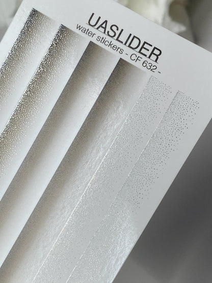 Naklejka na paznokcie CF-632 | Gradientowe naklejki wodne na paznokcie | Biało-srebrne ombre z brokatem