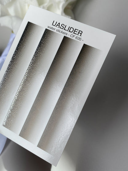 Nail Water Decal CF-635 | Gradient Water Slide Nail Decals | Silver Grey Ombre Designs