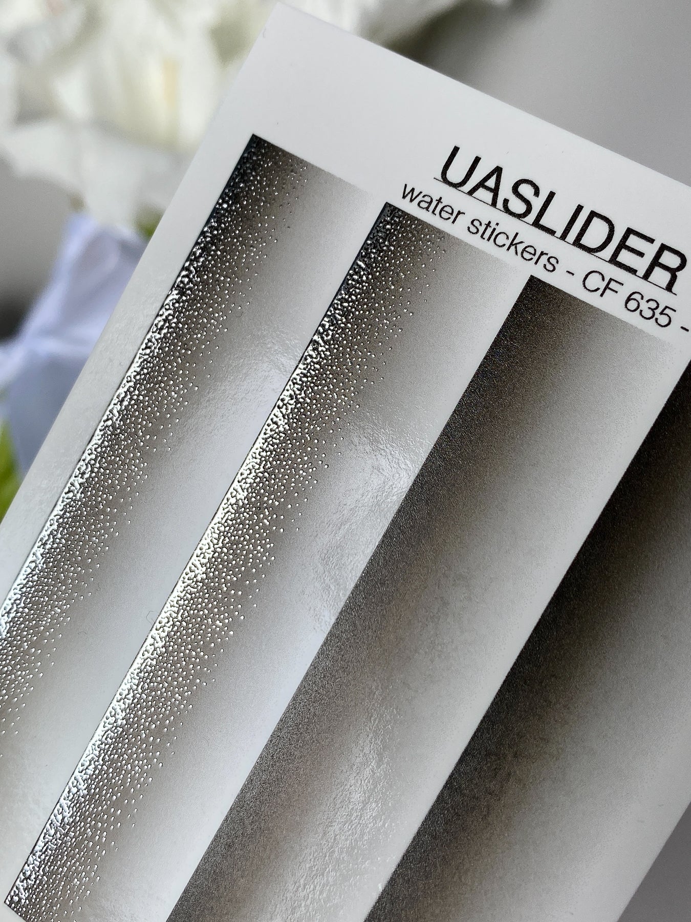 Nail Water Decal CF-635 | Gradient Water Slide Nail Decals | Silver Grey Ombre Designs