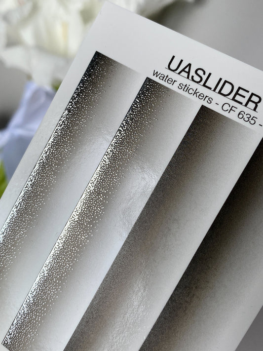 Nail Water Decal CF-635 | Gradient Water Slide Nail Decals | Silver Grey Ombre Designs