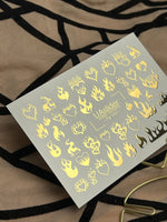 Nail Water Decal Fg-143 | Water Slide Nail Decals with Gold Flame Hearts | Bold Fire Nail Art - UASLIDER