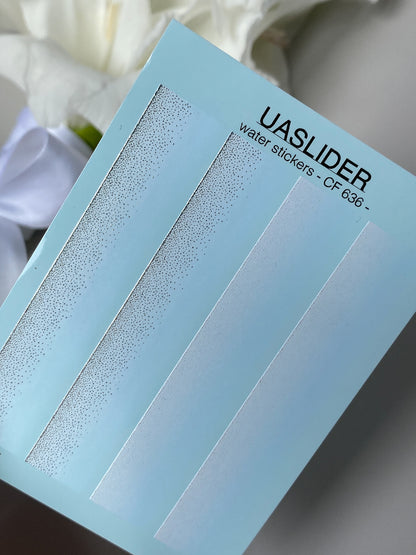 Nail Water Decal CF-636 | Gradient Water Slide Nail Decals | White Pearl Ombre with Silver Glitter