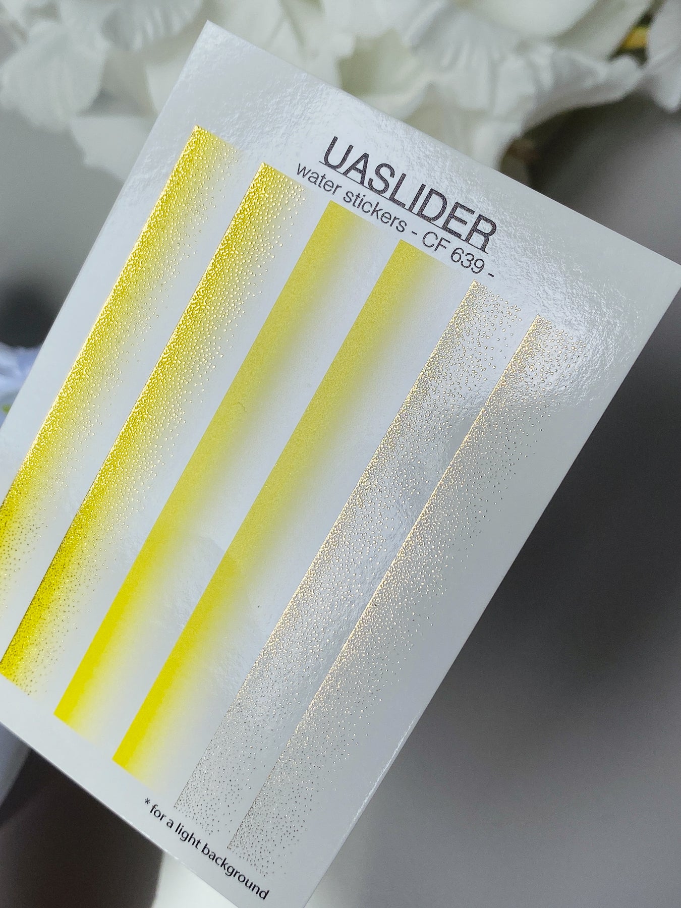 Nail Water Decal CF-639 | Gradient Water Slide Nail Decals | Yellow Ombre with Gold Glitter - UASLIDER