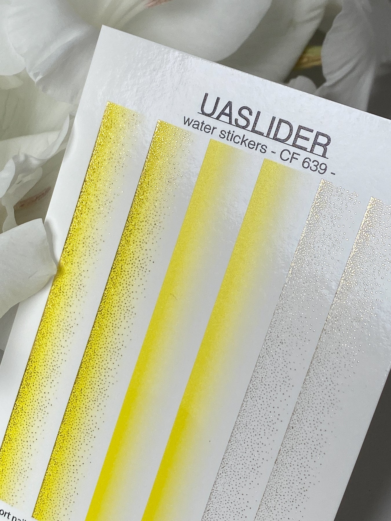 Nail Water Decal CF-639 | Gradient Water Slide Nail Decals | Yellow Ombre with Gold Glitter - UASLIDER