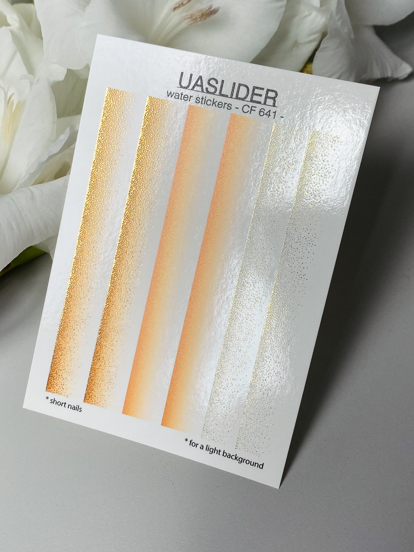 Nail Water Decal CF-641 | Gradient Water Slide Nail Decals | Orange Ombre with Gold Glitter