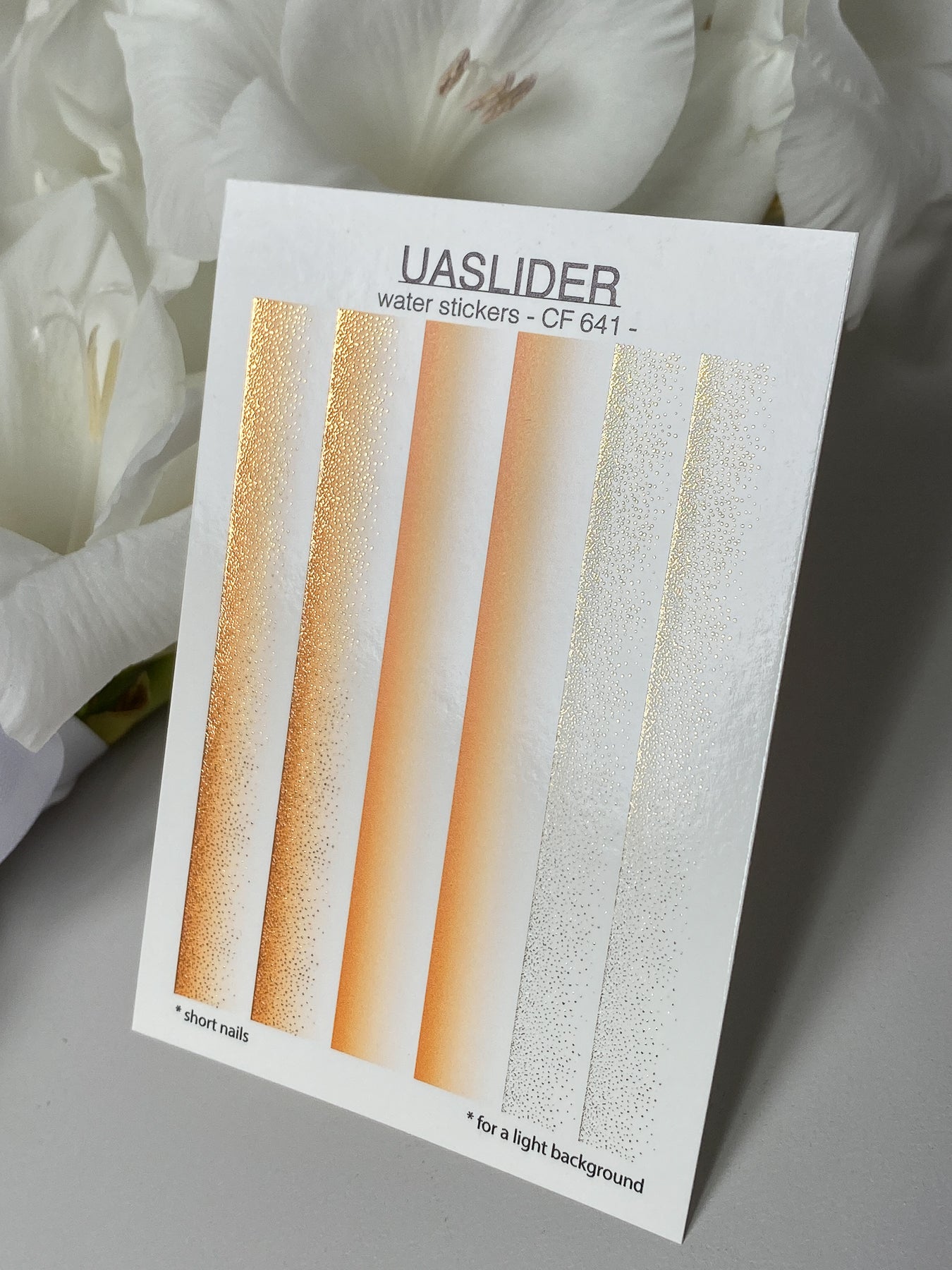 Nail Water Decal CF-641 | Gradient Water Slide Nail Decals | Orange Ombre with Gold Glitter - UASLIDER