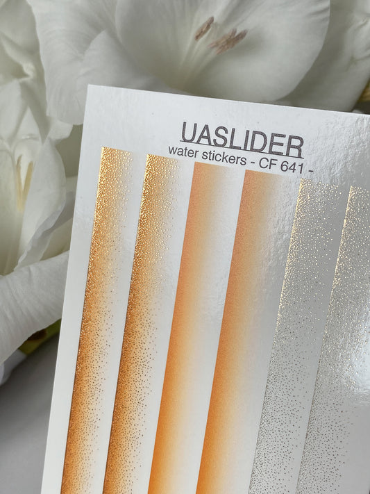 Nail Water Decal CF-641 | Gradient Water Slide Nail Decals | Orange Ombre with Gold Glitter