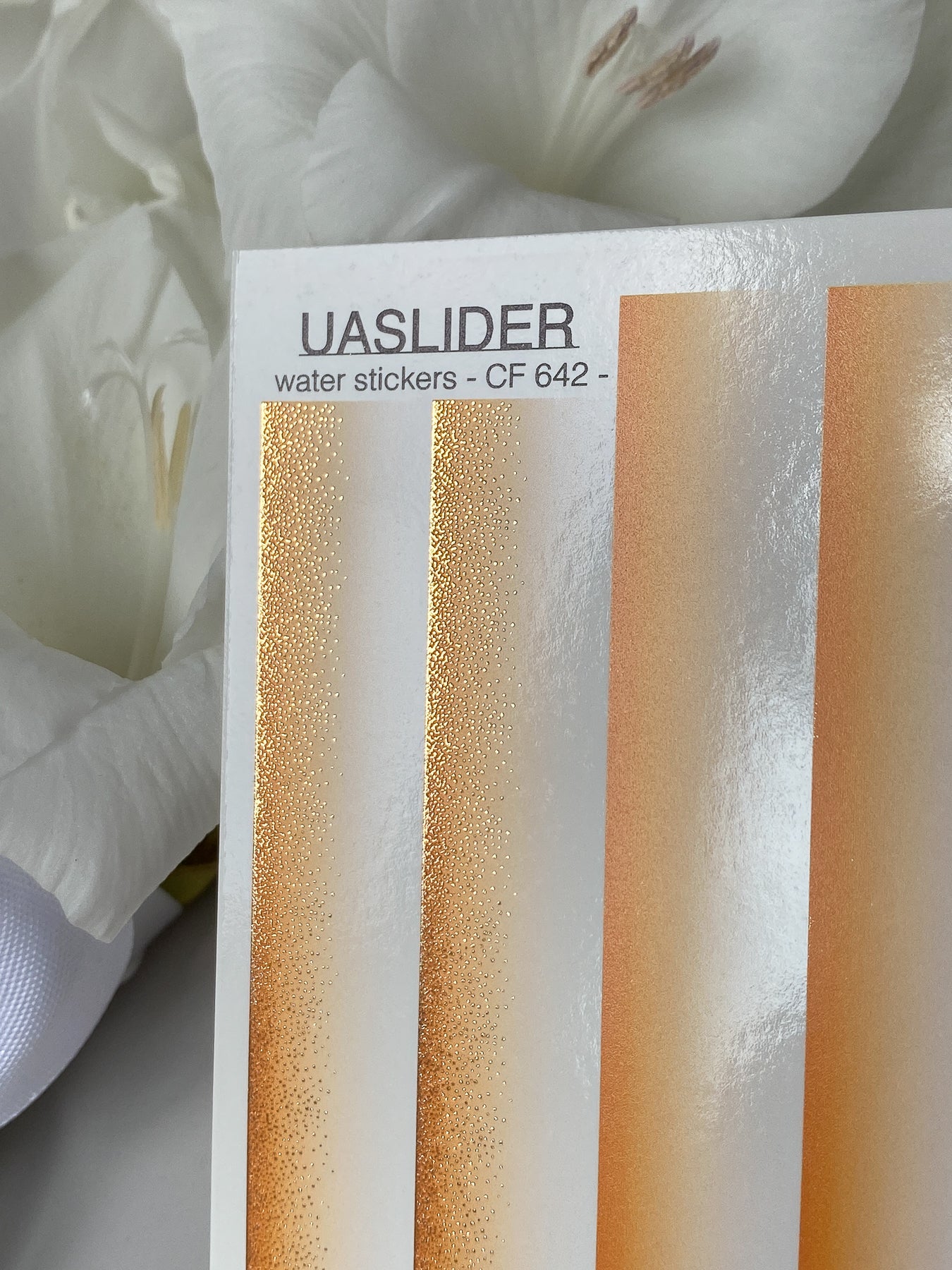 Nail Water Decal CF-642 | Gradient Water Slide Nail Decals | Orange Ombre with Gold Glitter - UASLIDER