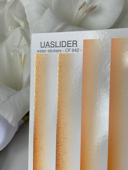 Nail Water Decal CF-642 | Gradient Water Slide Nail Decals | Orange Ombre with Gold Glitter