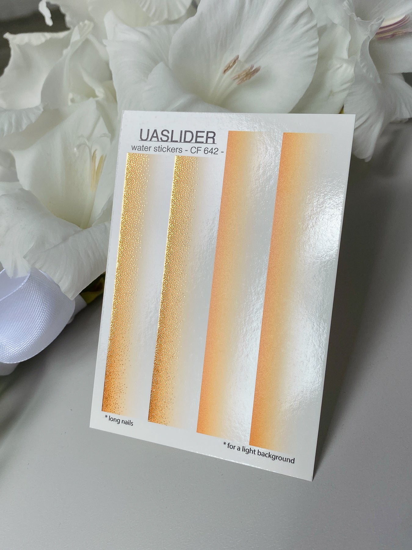 Nail Water Decal CF-642 | Gradient Water Slide Nail Decals | Orange Ombre with Gold Glitter - UASLIDER