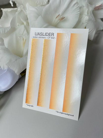 Nail Water Decal CF-642 | Gradient Water Slide Nail Decals | Orange Ombre with Gold Glitter