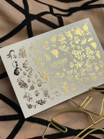 Nail Water Decal Fg-137 | Water Slide Nail Decals with Gold Floral Ornaments | Elegant Nail Art - UASLIDER
