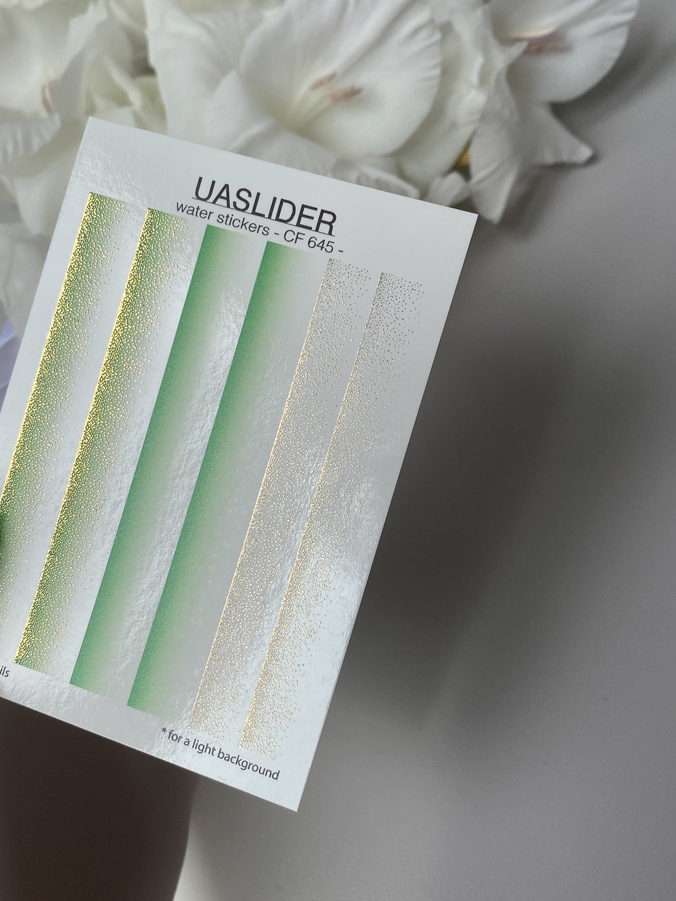 Nail Water Decal CF-645 | Gradient Water Slide Nail Decals | Green Ombre with Gold Glitter