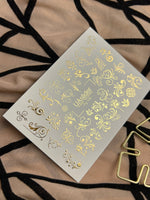 Nail Water Decal Fg-142 | Water Slide Nail Decals with Gold Swirls and Ornaments | Elegant Nail Art - UASLIDER
