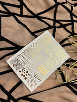 Nail Water Decal Fg-138 | Water Slide Nail Decals with Gold Abstract Lines and Dots | Minimalist Nail Art - UASLIDER