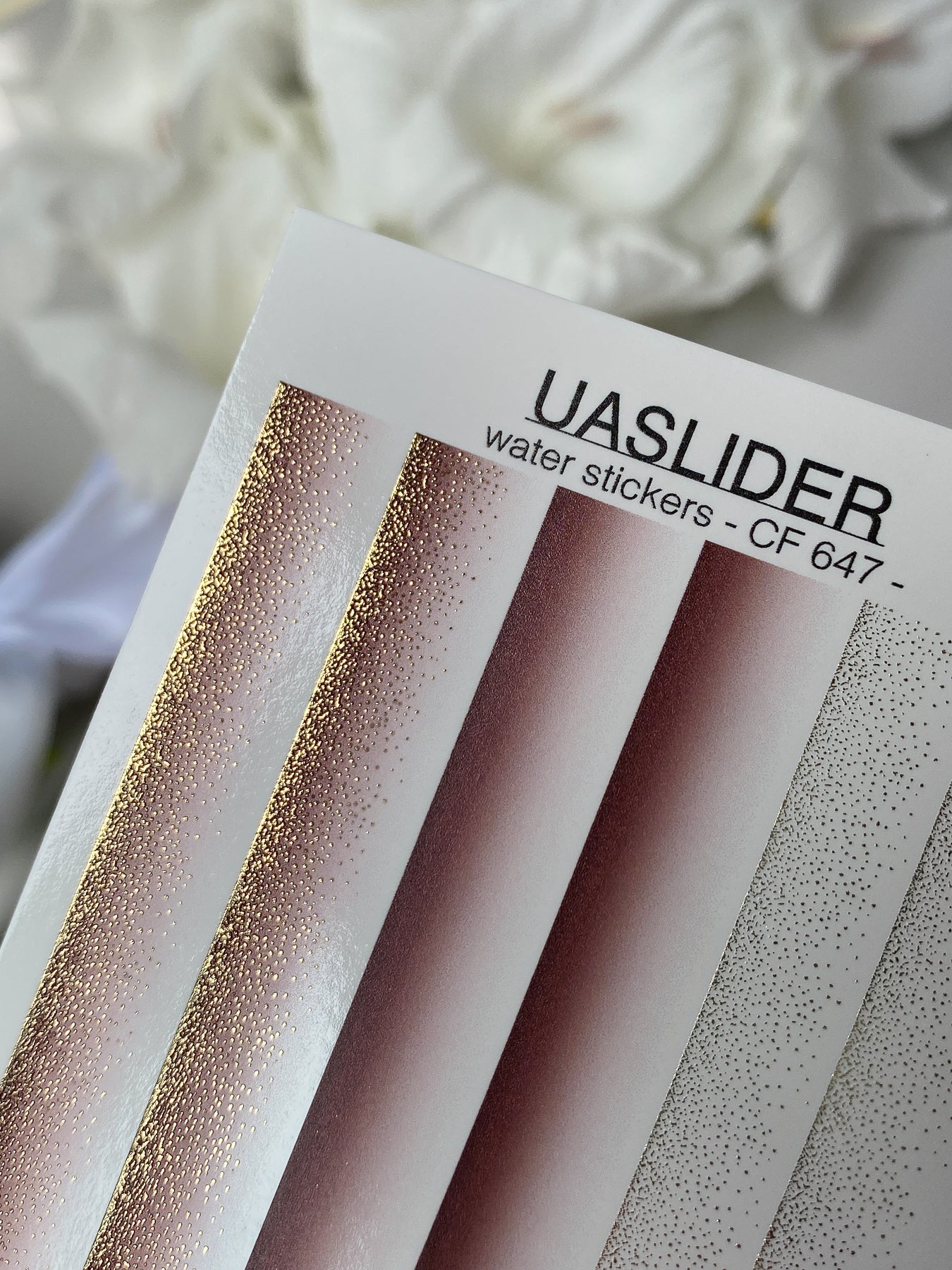 Nail Water Decal CF-647 | Gradient Water Slide Nail Decals | Burgundy Ombre with Gold Glitter - UASLIDER