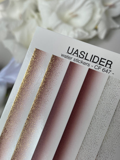 Nail Water Decal CF-647 | Gradient Water Slide Nail Decals | Burgundy Ombre with Gold Glitter