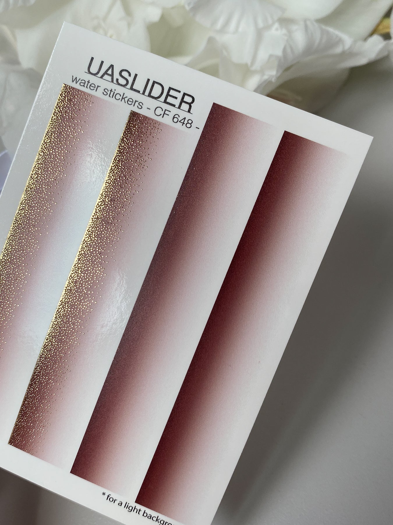 Nail Water Decal CF-648 | Water Slide Nail Decals | Pink to Burgundy Ombre with Gold Glitter