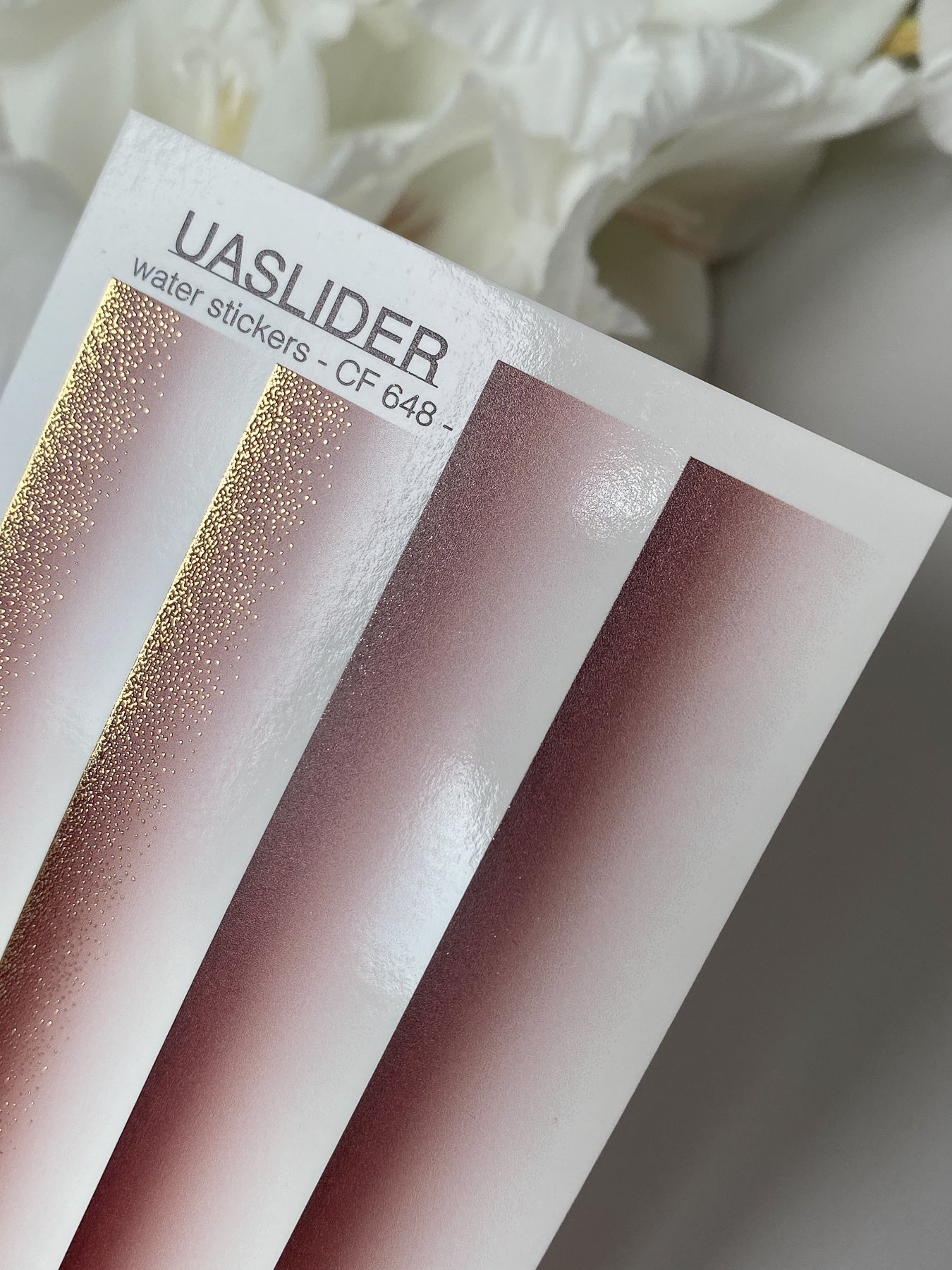 Nail Water Decal CF-648 | Water Slide Nail Decals | Pink to Burgundy Ombre with Gold Glitter - UASLIDER