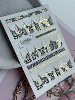 Nail Water Decal CF-319 | Snake Print Nail Water Decals | Black & Gold Python Design - UASLIDER