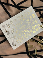 Nail Water Decal Fg-142 | Water Slide Nail Decals with Gold Swirls and Ornaments | Elegant Nail Art - UASLIDER
