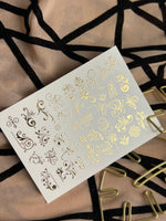 Nail Water Decal Fg-142 | Water Slide Nail Decals with Gold Swirls and Ornaments | Elegant Nail Art - UASLIDER